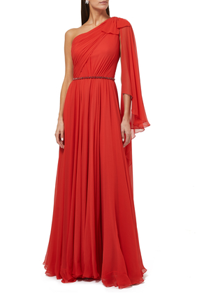 x 007 Capsule Collection Dr. No One-Shoulder Gown